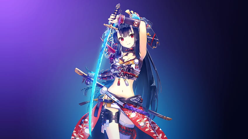Warrior girl, Katana girl, , Anime,. HD wallpaper