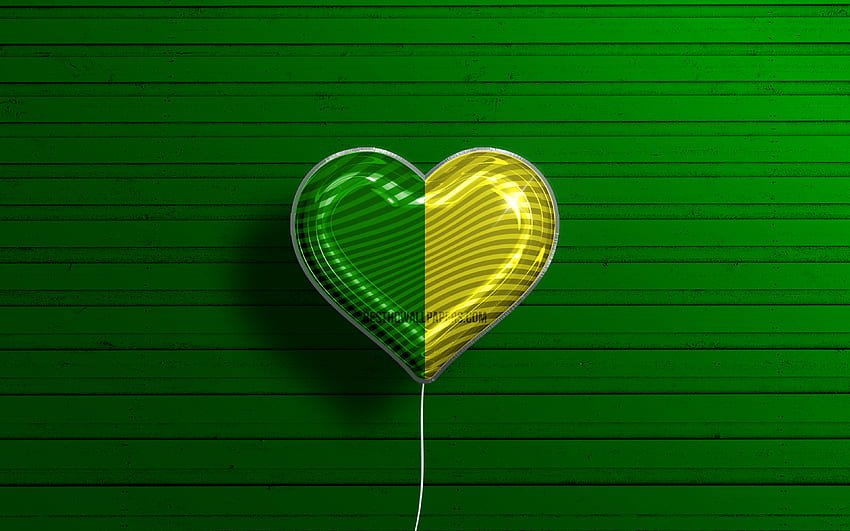 I Love Donegal, , реалистични балони, зелен дървен фон, Ден на Донегал, ирландски графства, знаме на Донегал, Ирландия, балон с флаг, Графства на Ирландия, флаг на Донегал, Донегал HD тапет