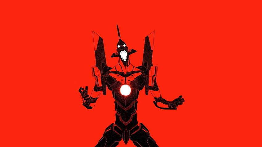 ミニマル メカ 新世紀エヴァンゲリオン アニメ EVA ユニット 01 赤背景、エヴァ 02 高画質の壁紙
