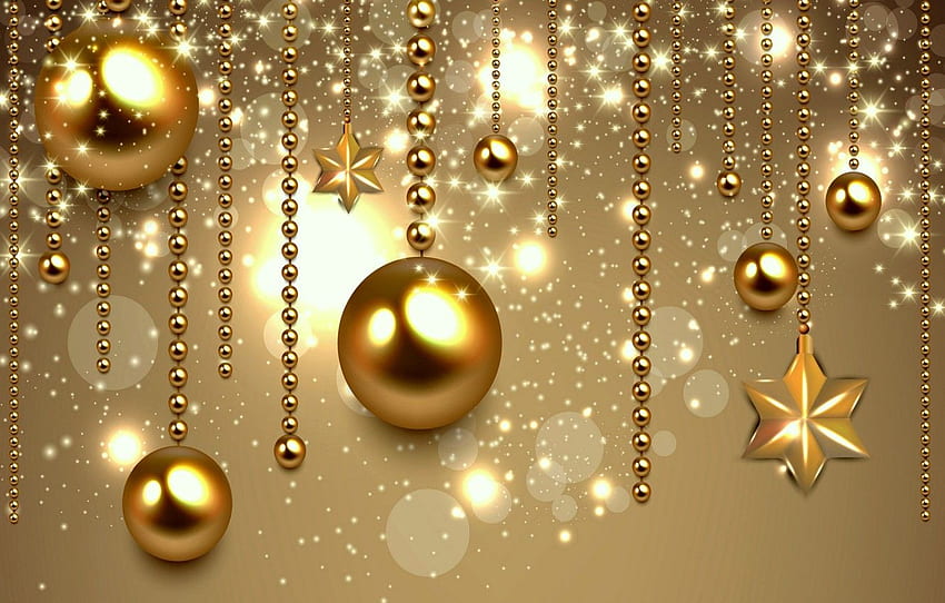 Christmas Golden Balls , Christmas Ball HD wallpaper