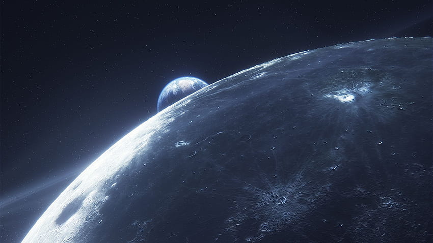 Superficie Lunar, Galaxia, Estrellas, Tierra fondo de pantalla