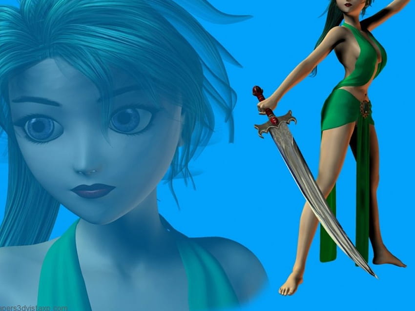 Wanita Dengan pedang, gadis, fantasi, 3d Wallpaper HD