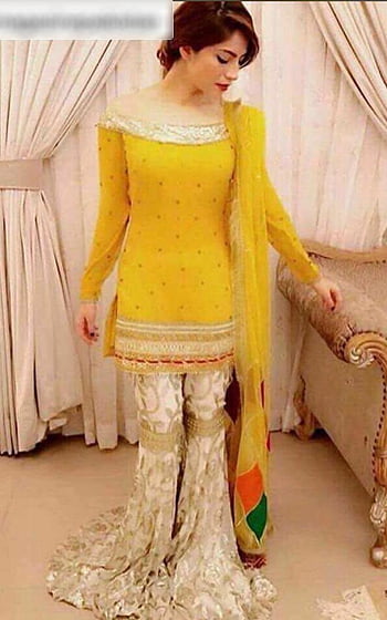 Yellow Pakistani girl dress in Formal-127