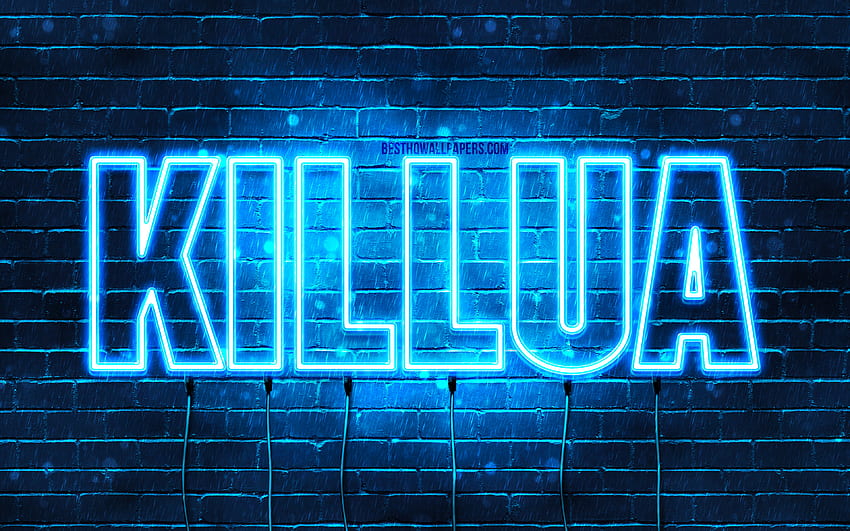 Happy Birtay Killua, , blue neon lights, Killua name, creative, Killua Happy Birtay, Killua Birtay, popular japanese male names, with Killua name, Killua HD wallpaper