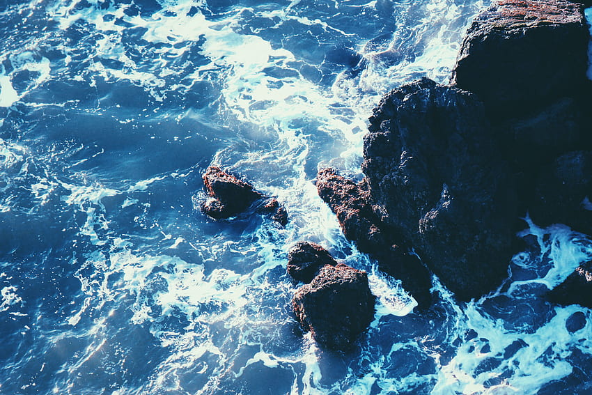 Природа, камъни, море, прибой, рифове HD тапет