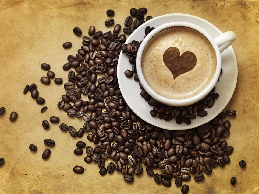 ความรัก อาหาร หัวใจ วันวาเลนไทน์ เครื่องดื่ม กาแฟ วอลล์เปเปอร์ HD