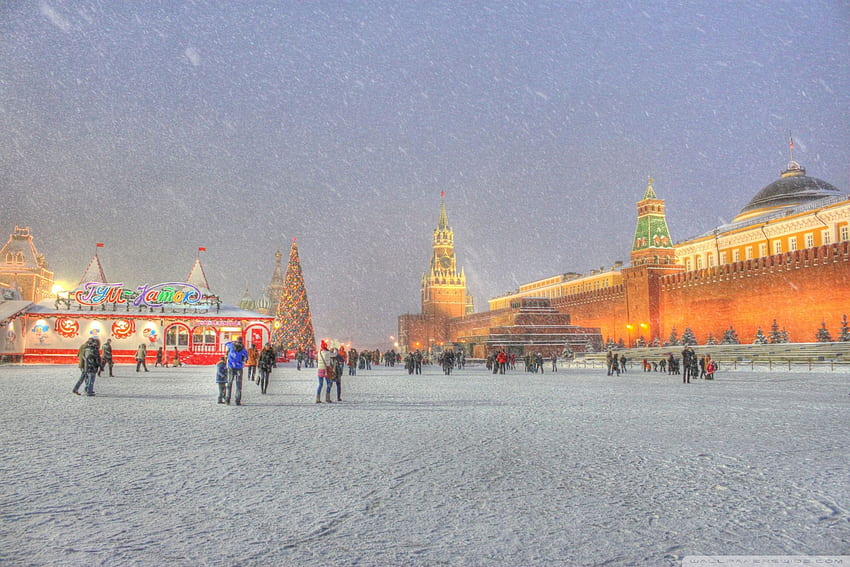 Place Rouge Moscou Russie Vacances d'hiver ❤, Noël russe Fond d'écran HD