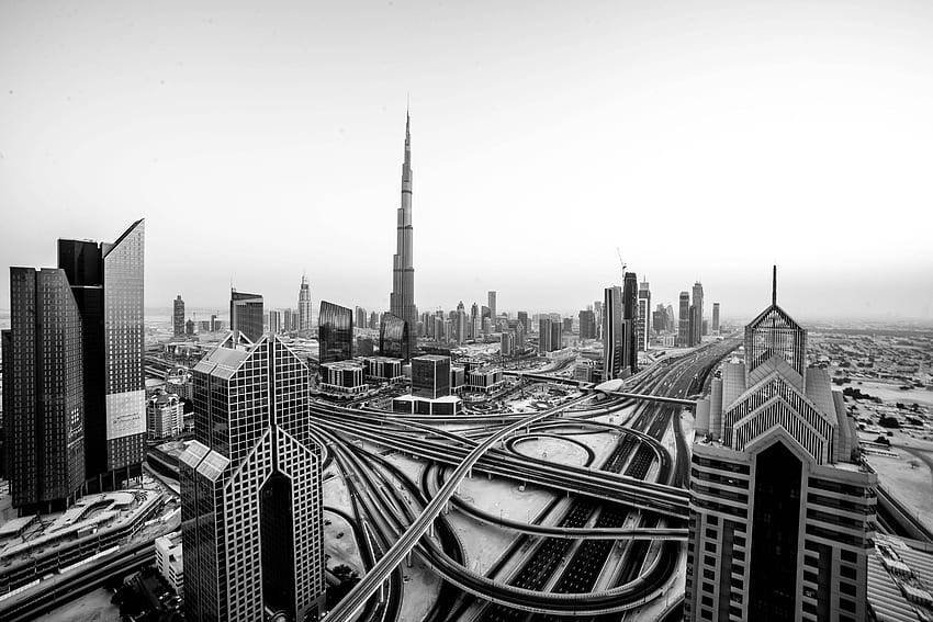 Interscambio. Interscambio, Dubai in bianco e nero Sfondo HD