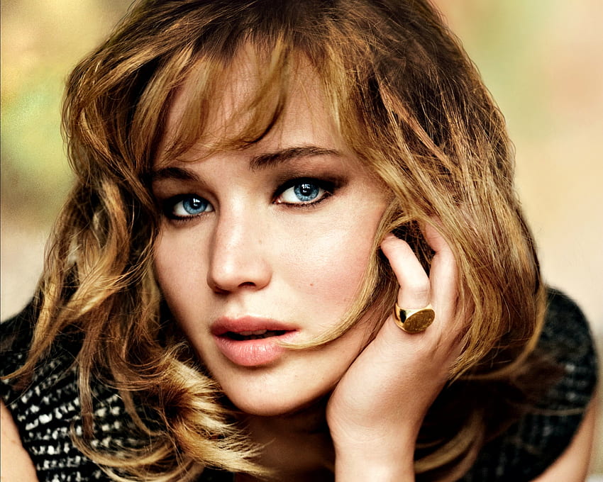 Jennifer Lawrence, anillo, ojos azules, niña, moda, actriz, mujer, joya, cara fondo de pantalla