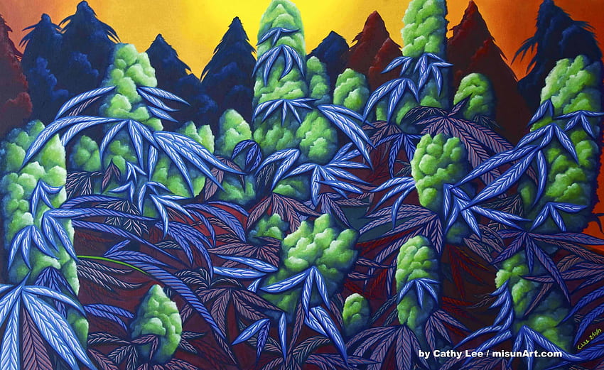 ganja gulma narkoba karya seni seni psychedelic, Trippy Marijuana Wallpaper HD