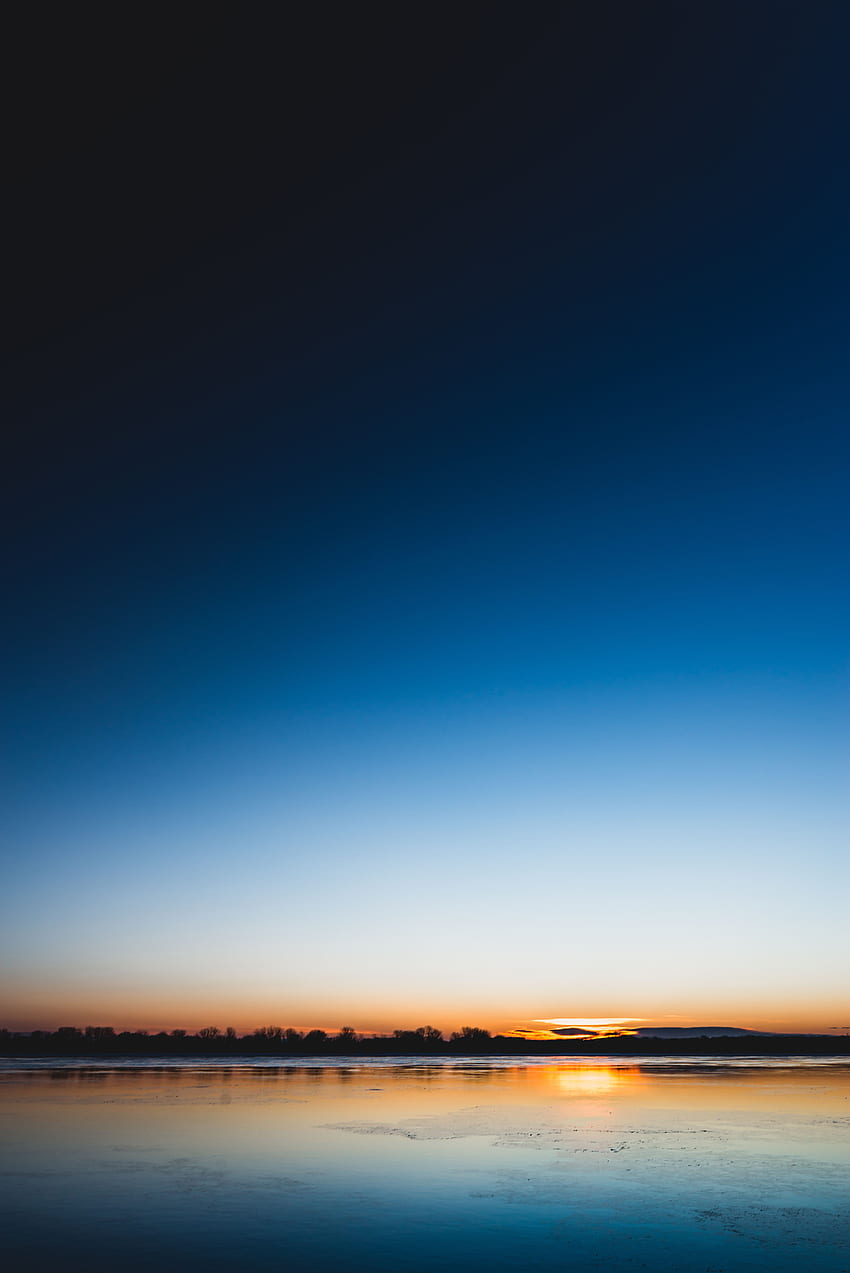 Nature, Sunset, Twilight, Clear Sky, Horizon, Lake, Dusk, Clear Skies, Far HD phone wallpaper