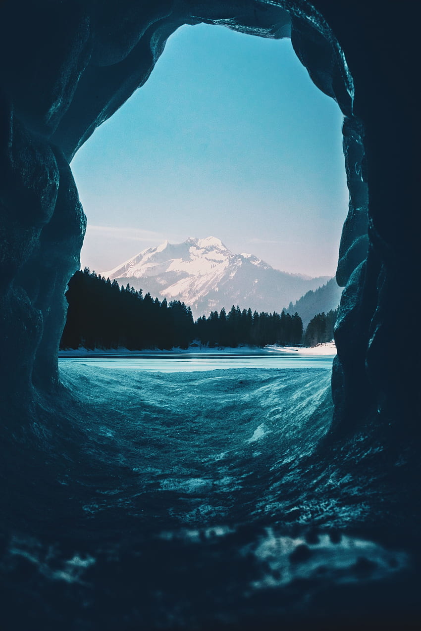 自然, 氷, 雪, フランス, 洞窟, 内から, モリジン HD電話の壁紙