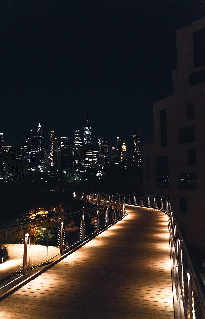 Cities, Night, Architecture, City, Building, Dark, Bridge HD phone wallpaper