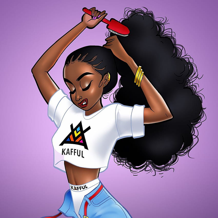 SWIPE>> Get this clean white KAFFUL crop top from our store. Link, Afro Cartoon HD phone wallpaper