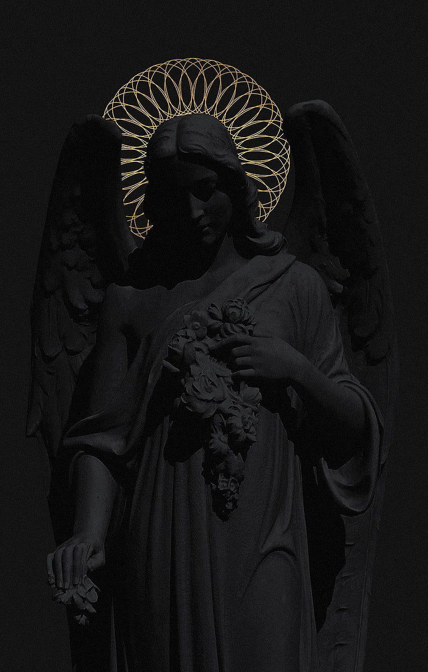Ciemna grafika cyfrowa Billelisa. Sztuka estetyczna, ilustracja cyfrowa, czarna statua Tapeta na telefon HD