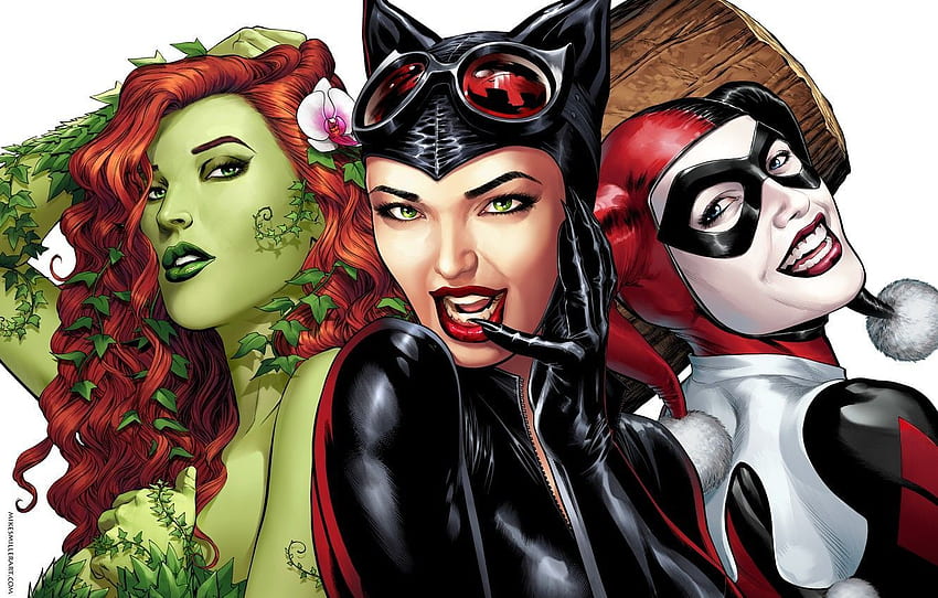Harley Quinn Catwoman และ Poison Ivy การ์ตูน Poison Ivy วอลล์เปเปอร์ HD
