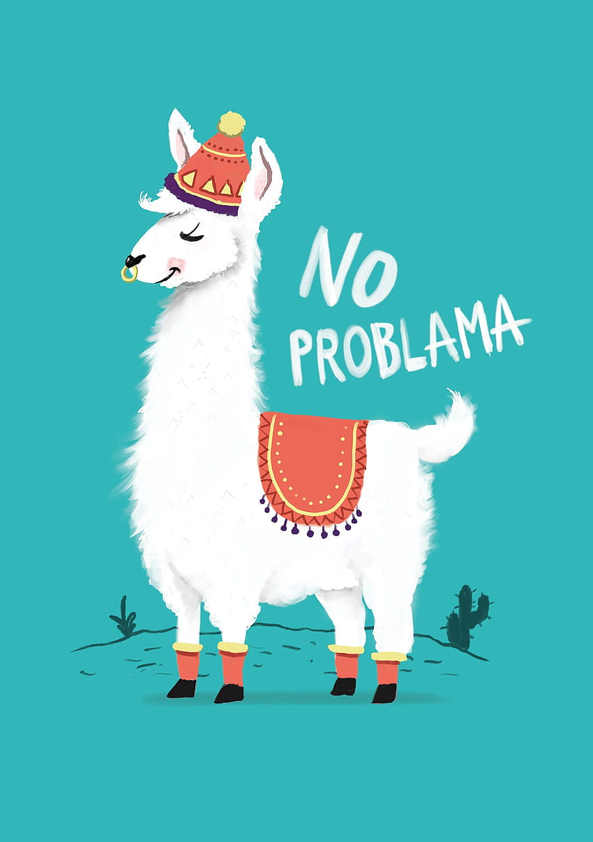 Lama, Alpaka-Illustration. Kein Problem. Alpakazeichnung, Kinderkunstdrucke, Lama, Cartoon-Alpaka HD-Handy-Hintergrundbild