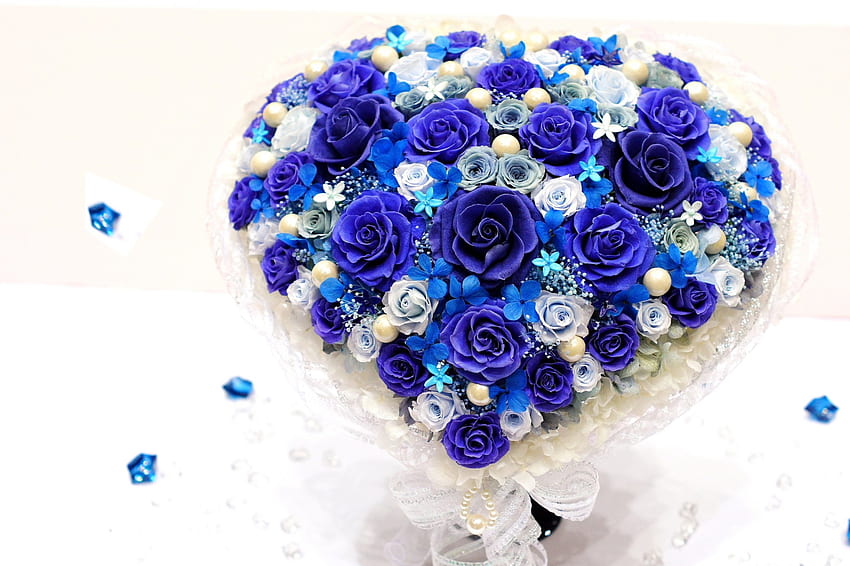 SELAMAT HARI VALENTINE, biru, mawar, bunga, hati, hari kasih sayang Wallpaper HD
