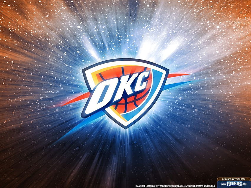 ok trueno. Logotipo del trueno de la ciudad de Oklahoma, bandera de Oklahoma fondo de pantalla