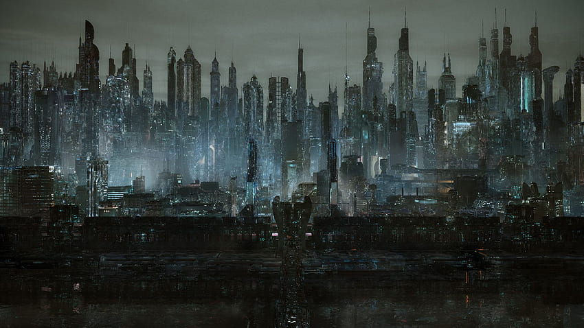 Dark City, Cyber ​​city, Fond futuriste / et mobile, Black Cyber Fond d'écran HD