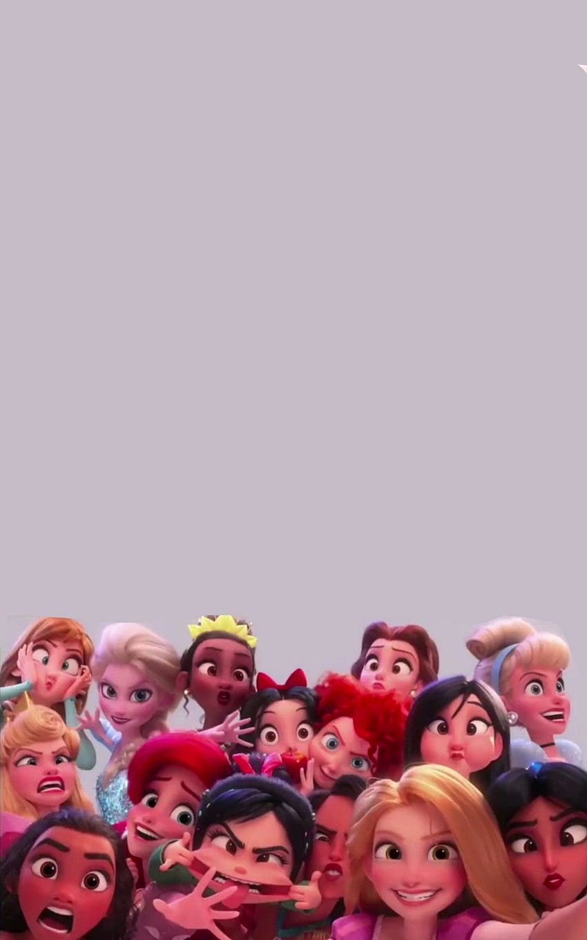 de bloqueo de caras divertidas de Vanellope y las princesas de Disney, linda princesa estética de Disney fondo de pantalla del teléfono