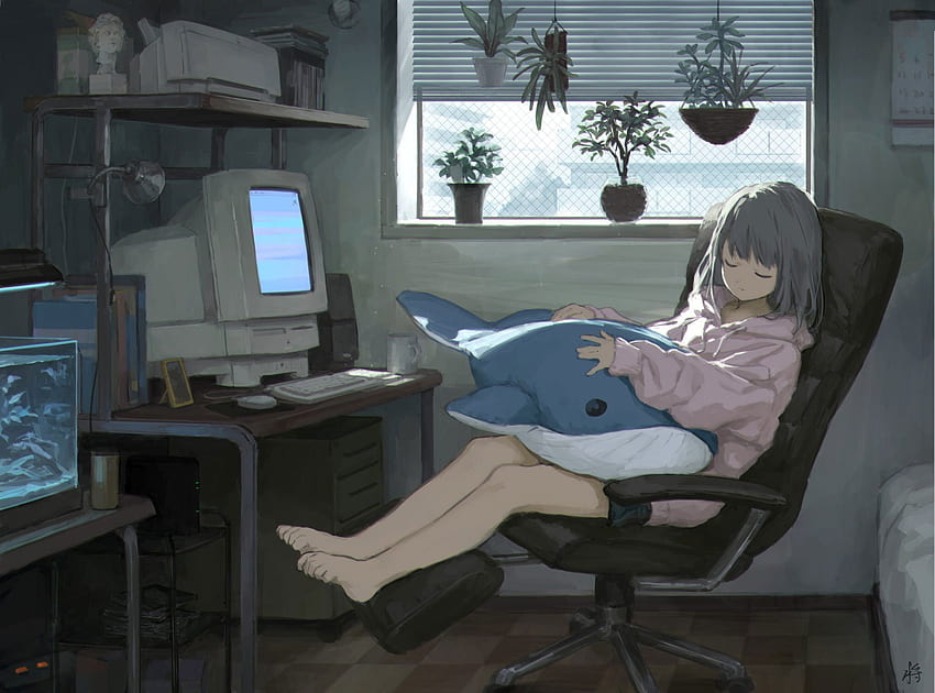 Lofi Anime, Anime Girls, Personnages originaux • For You For & Mobile, Anime office Fond d'écran HD