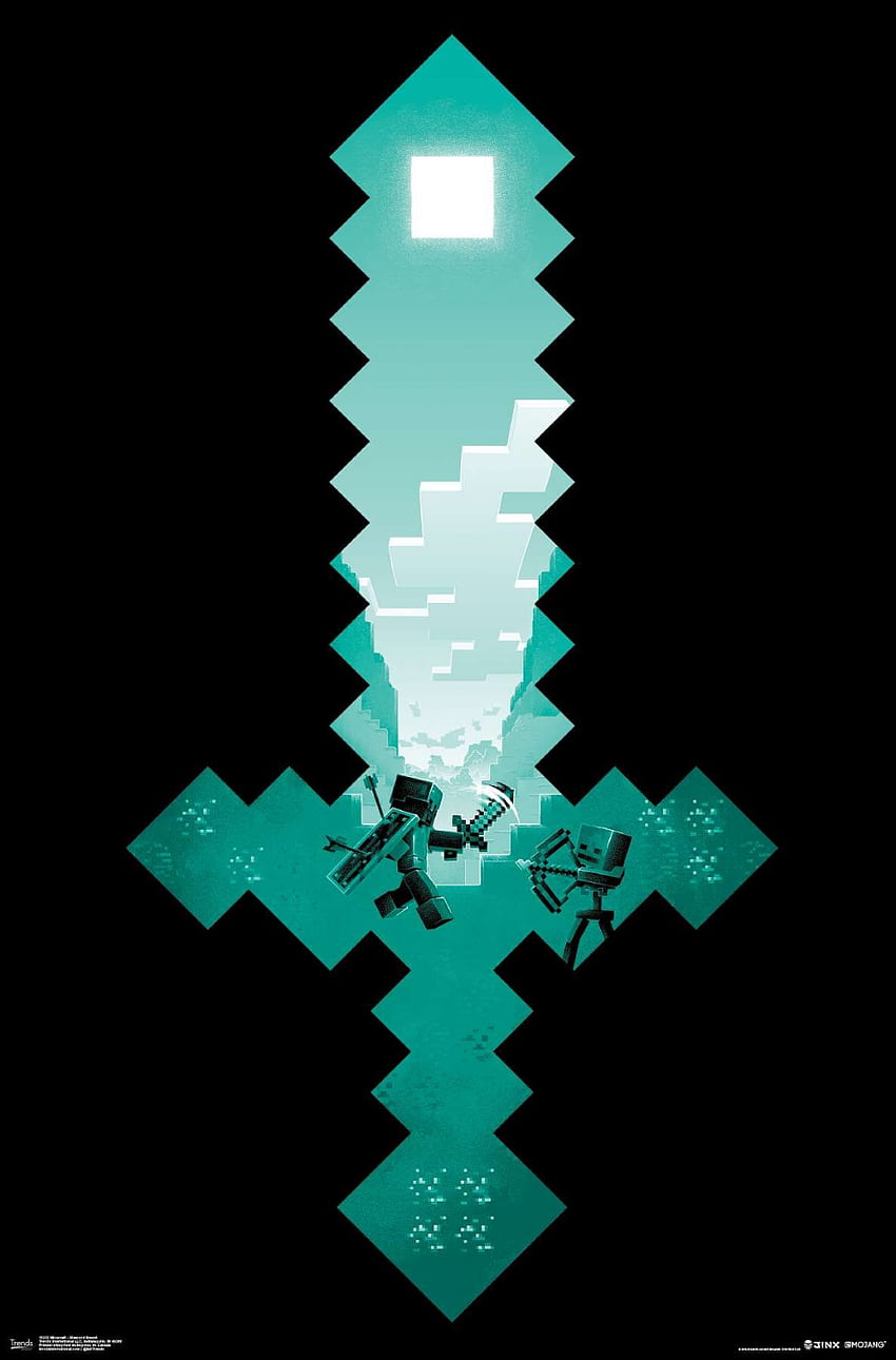 マインクラフト - ダイヤモンドの剣。 マインクラフトのポスター, マインクラフトのバナーデザイン, マインクラフト HD電話の壁紙