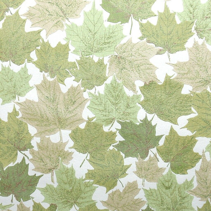 1960-an Botanical Vintage Green and Tan Leaves wallpaper ponsel HD