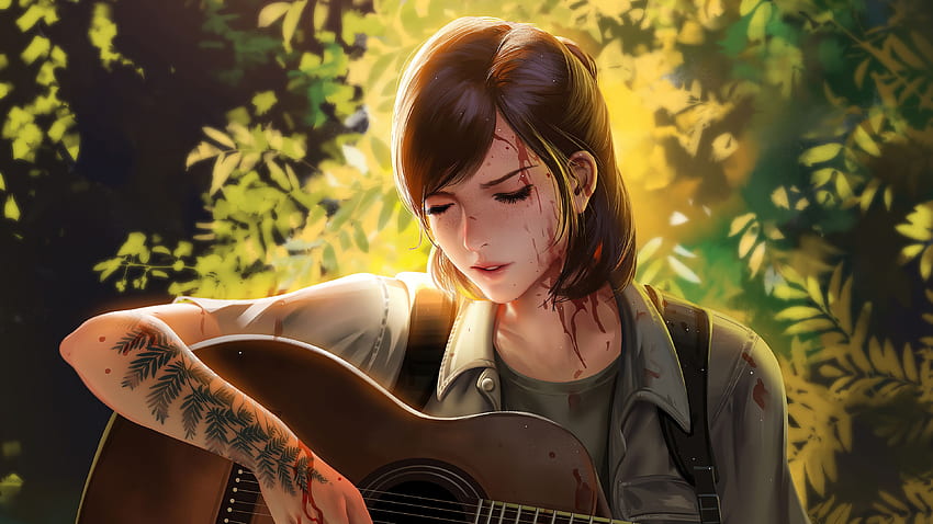 Artwork Ellie Williams The Last Of Us The Last Of Us 2 Digital Art Fan Art Digital Painting Guitar T - Resolution: HD wallpaper