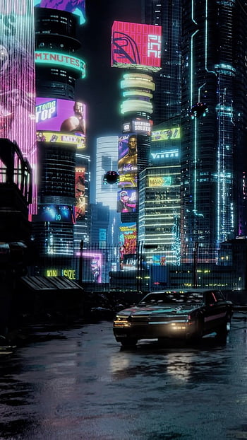 Download Futuristic Night City Cyberpunk 2077 Iphone Wallpaper