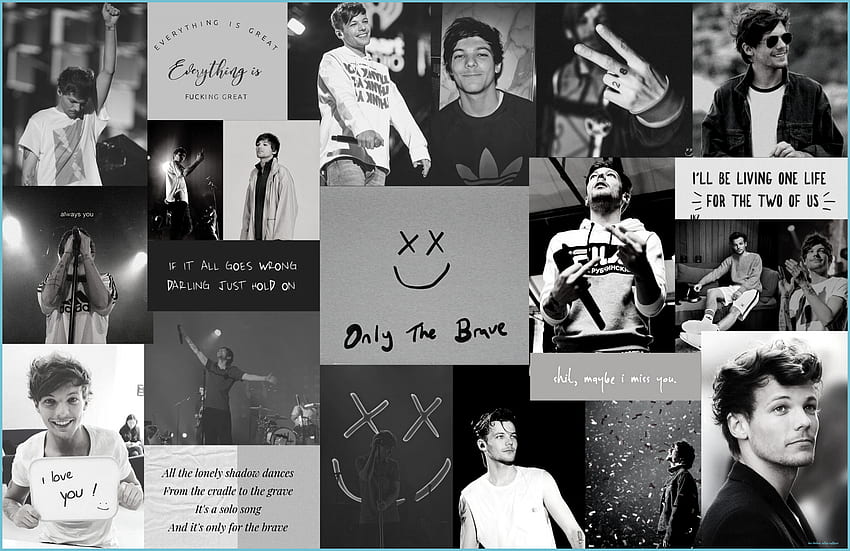 Louis Tomlinson Aesthetic Collages Black And White - Луис Томлинсън Колаж, Луис Томлинсън Лого HD тапет