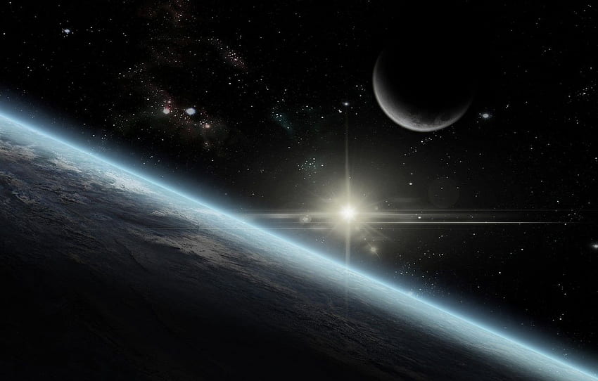 terra, luna, stella, sole, atmosfera per , sezione космос Sfondo HD