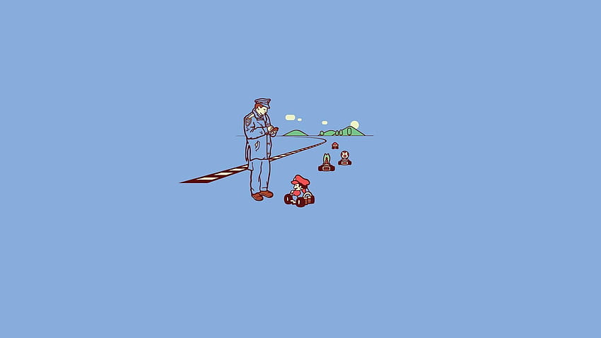 Mario, Vector, Road, Policeman HD wallpaper