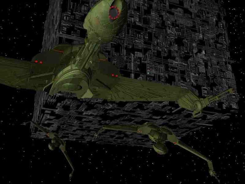 Star Trek Borg und ein Raubvogel HD-Hintergrundbild