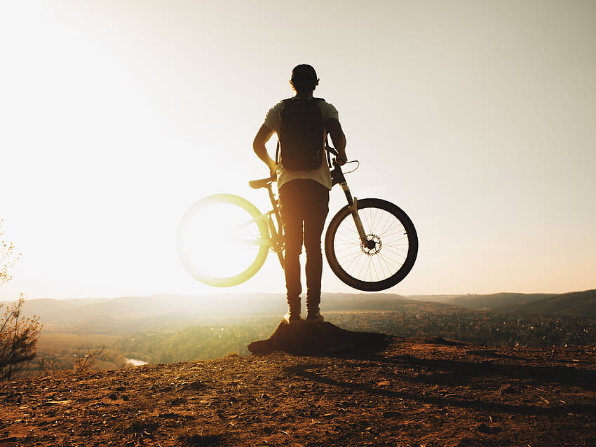 Sports, Mountains, Sun, Guy, Bicycle, Leisure, Active Rest HD wallpaper