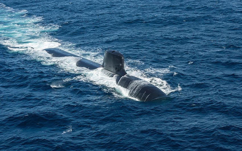 フランスの潜水艦サフラン、Q284、フランスの核攻撃型潜水艦、バラクーダ級潜水艦、原子力潜水艦、フランス海軍の解像度付き。 高品質 高画質の壁紙
