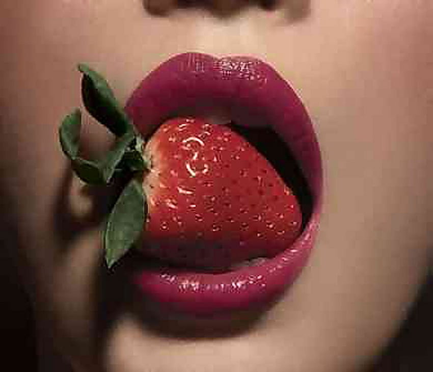 Strawberry Lips, strawberry, red, hot, lips, girls HD wallpaper