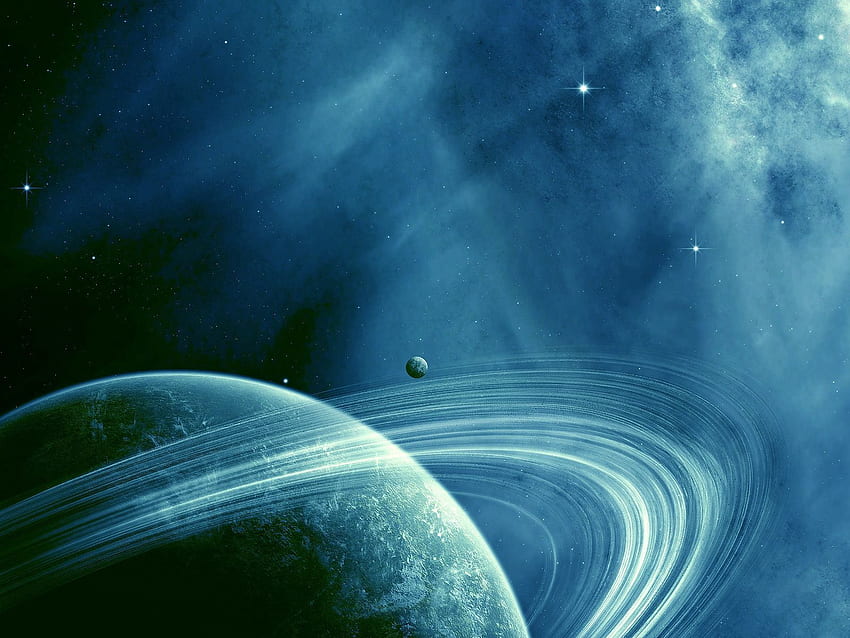 Universe, Saturn, Dark Space, Blue Space HD wallpaper