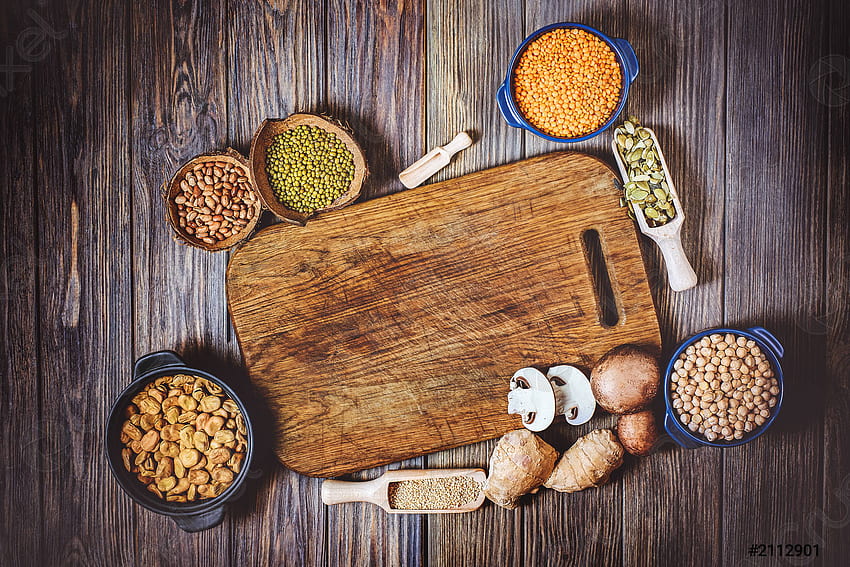 Composition of different types of legumes in bowls on wooden - stock HD ...