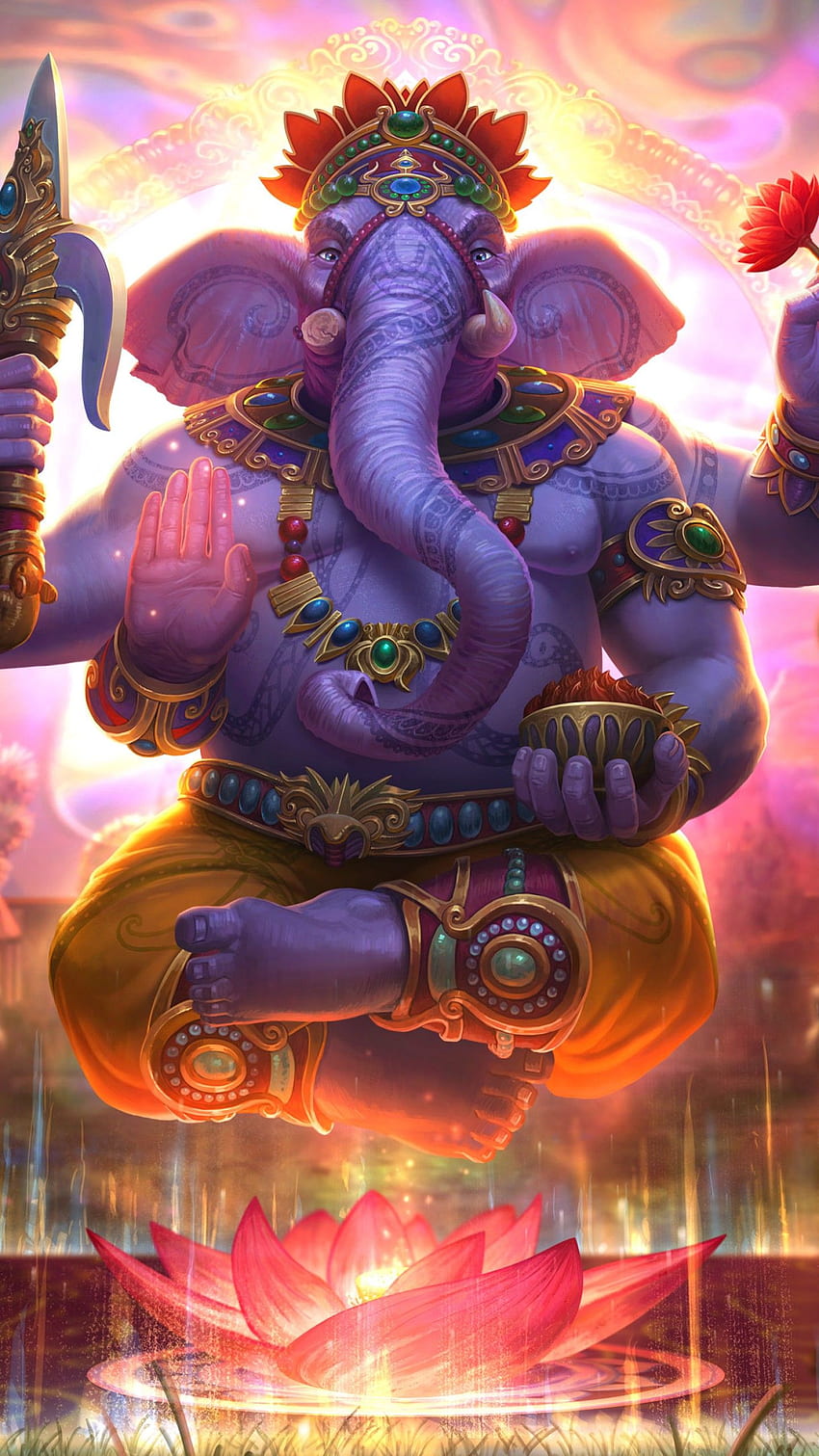 Lord Ganesha, Ganpati Bappa, Ganapati, indyjski bóg, słoń hinduski Tapeta na telefon HD