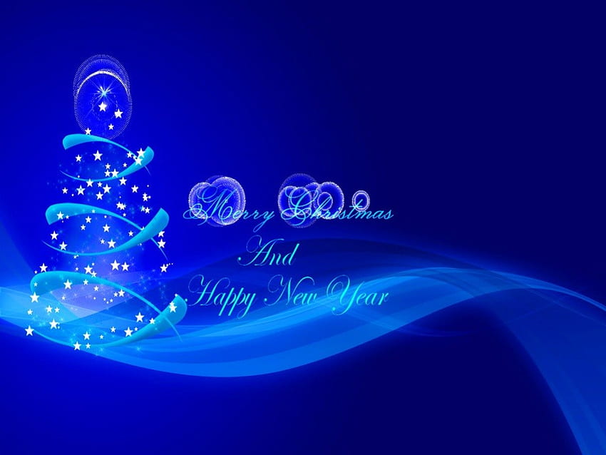 Seasons greetings, blue, christmas, new year, tree HD wallpaper
