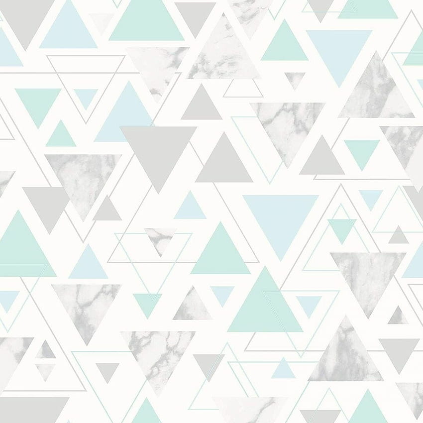 75 Chantilly Geometric Marble Triangle Teal Grey - พื้นหลัง Android / iPhone (png / jpg) (2022), สีน้านและสีขาว วอลล์เปเปอร์โทรศัพท์ HD