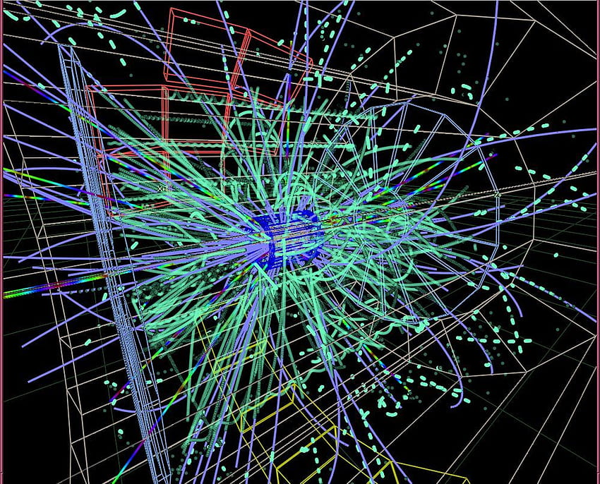 Simulation Of A Proton Proton Collision At 14 TeV Center Of Mass, Particle Collision HD wallpaper