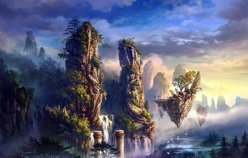 Fantasie - Landschaft - Pandora-Berge . Fantasie táj, Weltlandschaft HD-Hintergrundbild