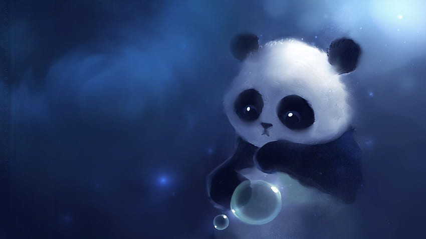 Trauriger Panda. für den persönlichen Gebrauch Sad, Small Cute Cartoon Panda HD-Hintergrundbild