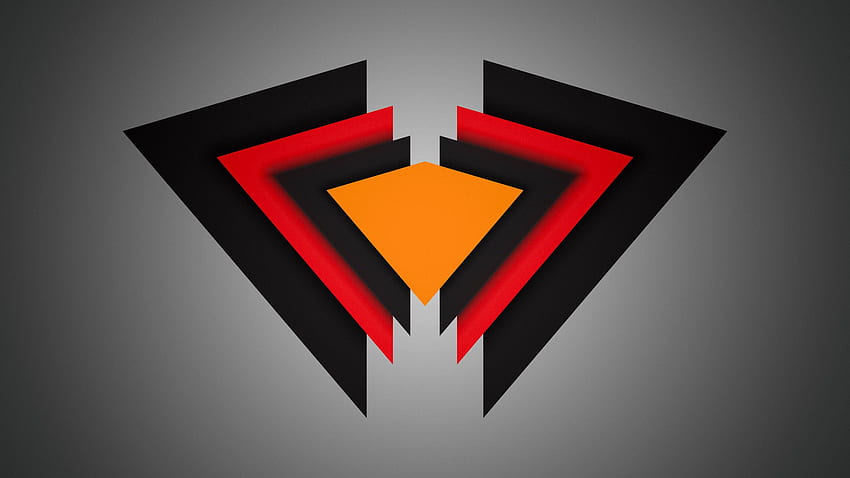 dreieck material minimal rot schwarz orange vignette. Mocah, minimalistisches Schwarz und Orange HD-Hintergrundbild
