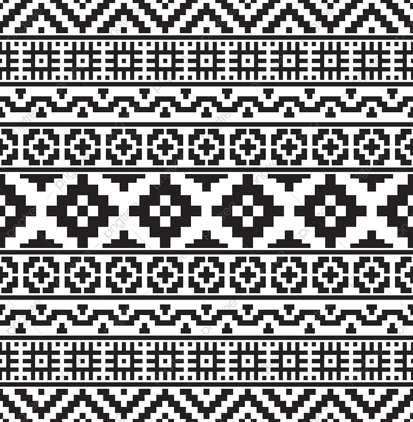 Tribal Ethnic Pattern In Black And White Color Design With Aztec Style For Background Or Frame, Tribe, Arabic, Aztec PNG and Vector with Transparent Background for HD phone wallpaper