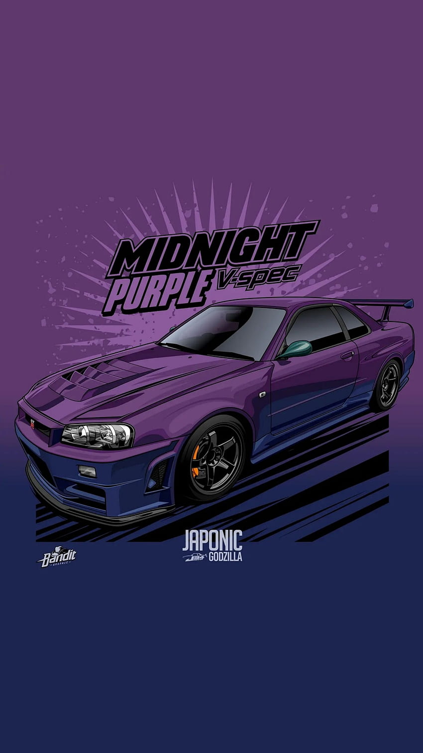 Nissan Skyline R34, mobil, warna ungu tengah malam wallpaper ponsel HD