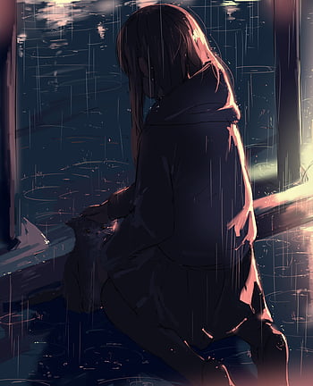 Anime girl sad in rain HD wallpapers | Pxfuel