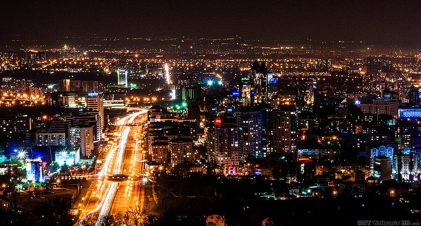 Night Almaty. Watch Background Cities Around The World. Alma Ata HD wallpaper